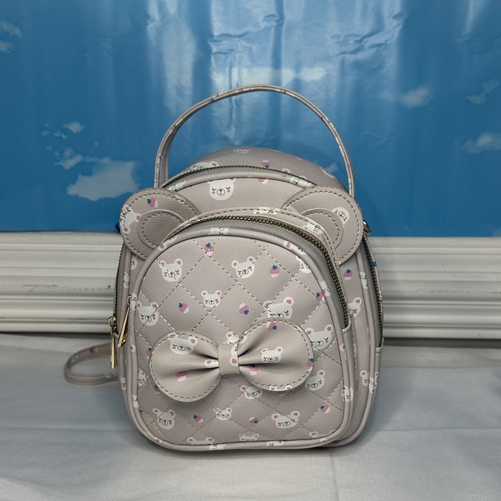 Gray Bear Pattern Mini Backpack - image 1
